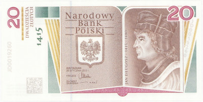 20 złotych 2015 Jan Długosz 600 Rocznica urodzin