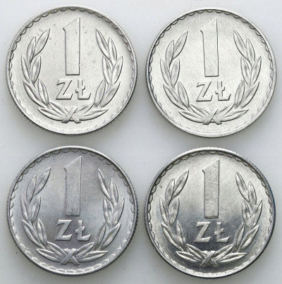 PRL. 1 złoty 1974-1977, 4 szt. - PIĘKNE