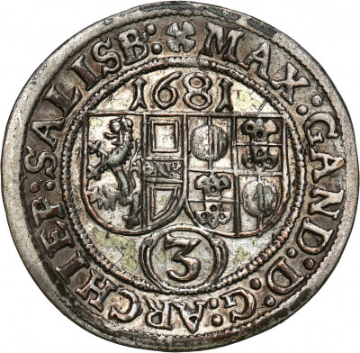 Austria, Salzburg. 3 krajcary 1681, Salzburg