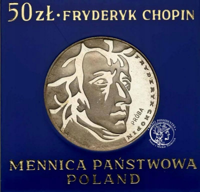 PRÓBA SREBRO 50 złotych 1972 Chopin
