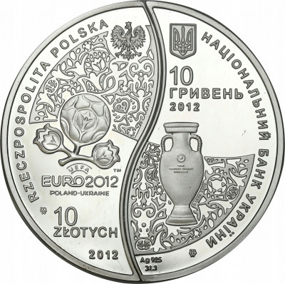 Polska. 10 złotych + 10 hrywien 2012 EURO 2012