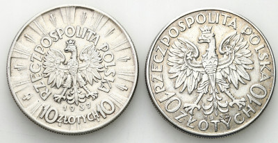 10 złotych 1932 babka i 10 złotych 1937 Piłsudski