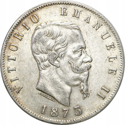Włochy. 5 lirów 1873 M, Mediolan