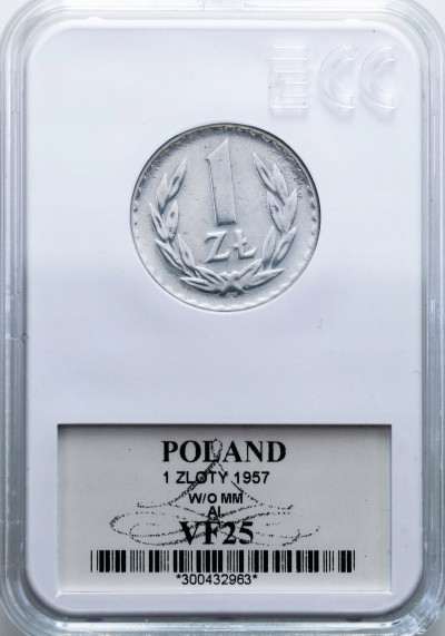 Polska PRL. 1 złoty 1957 Aluminium