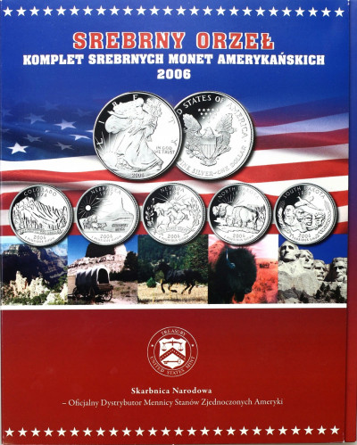 USA elegancki set 6 szt. Srebrny Orzeł 2006 SREBRO