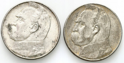 10 złotych 1935 + 1937 Piłsudski, zestaw 2 monet