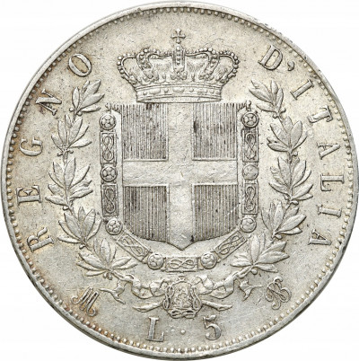 Włochy. 5 lirów 1873 M, Mediolan