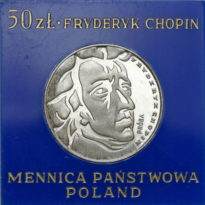 PRÓBA SREBRO 50 złotych 1972 Chopin