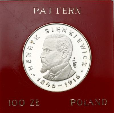 PRÓBA SREBRO 100 złotych 1977 Sienkiewicz
