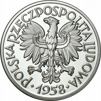 REPLIKA monety 5 złotych 1958 Rybak SREBRO