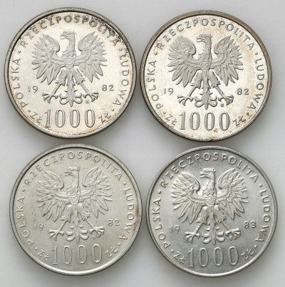 1000 złotych 1982+83 Jan Paweł II 4 sztuki SREBRO