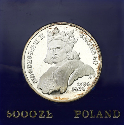 PRL. 5000 złotych 1989 Jagiełło - popiersie