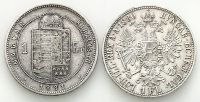 Austria Floren 1880 Wiedeń i Węgry forint 1881 KB
