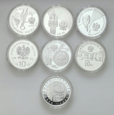 10 złotych RÓZNE TYPY 2004-2008 – zestaw 7 sztuk