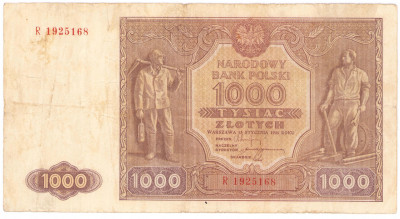 Banknot 1000 złotych 1946 seria R