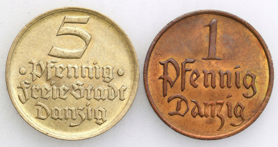 WMG. 1 fenig 1926 + 5 fenigów 1932, Gdańsk
