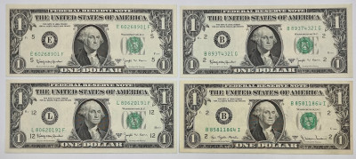 USA. 1 dolar 1963-1977 – zestaw 4 szt