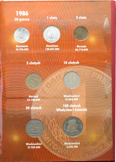 Polskie monety obiegowe 1986-1990 klaser