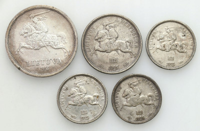 Litwa Zestaw 5 monet litewskich 1925-1936 - SREBRO