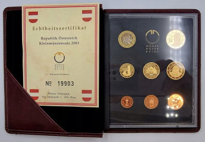 Austria. Zestaw rocznikowy monet EURO 2003 księga
