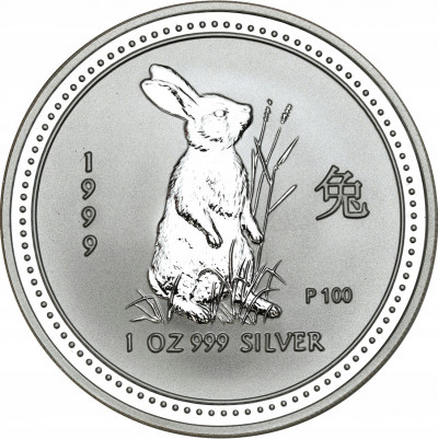 Australia 1 dolar 1999 Rok Królika SREBRO UNCJA