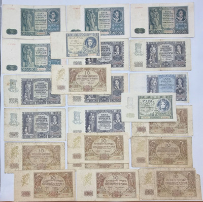 Polska. Zestaw polskich banknotów 1936-1941