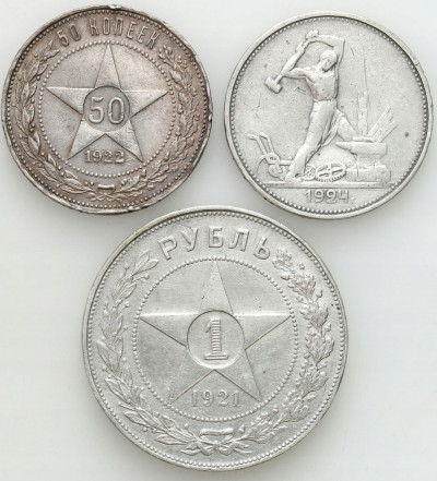 Rosja. 1 rubel + 50 kopiejek 1921-1924 – SREBRO