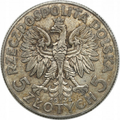 II RP. 5 złotych 1934 Głowa kobiety