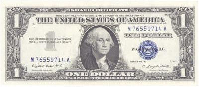 USA. 1 dolar 1957 A - niebieska pieczęć