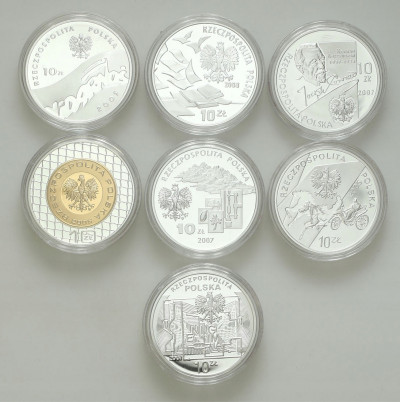 10 złotych RÓZNE TYPY 2005-2008 – zestaw 7 sztuk