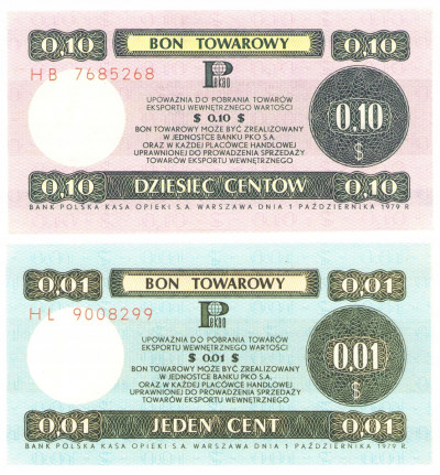 Bon towarowy PeKaO. 1 cent + 10 centów 1979