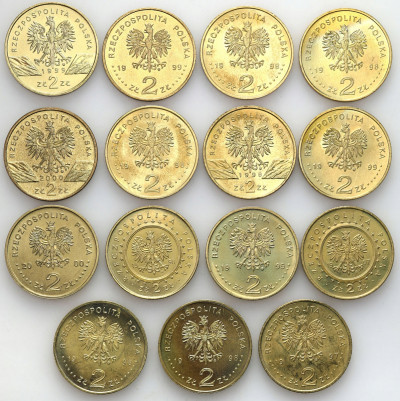 2 złote GN 1997-2000 – PIĘKNE - zestaw 15 szt