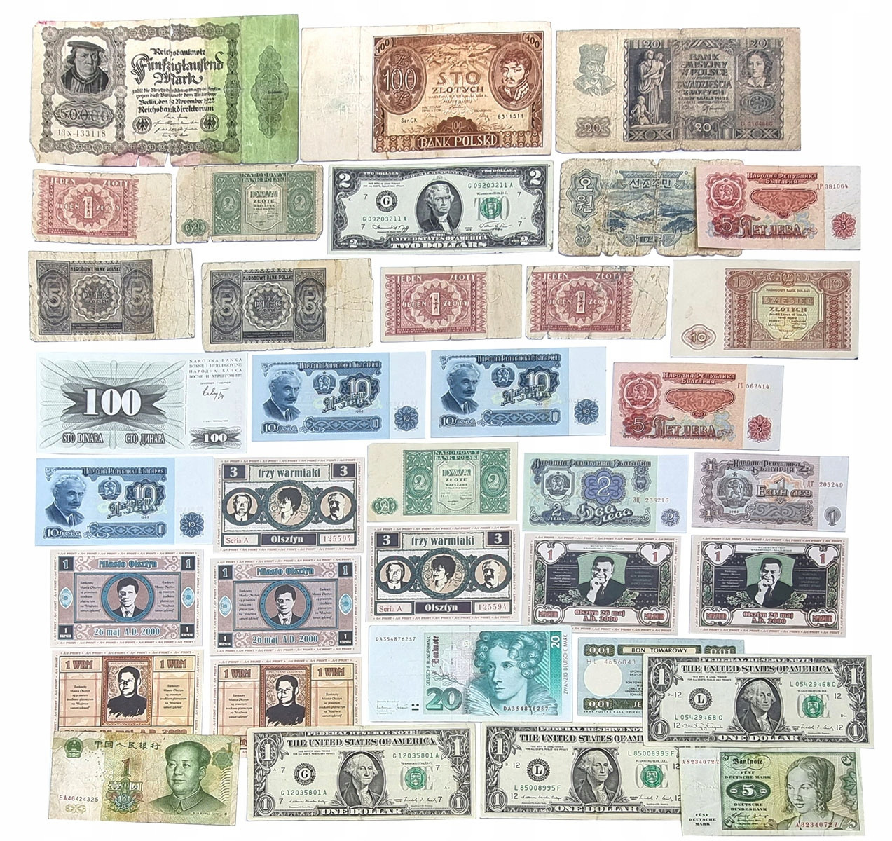 Banknoty Świat. Duży zestaw – 36 szt