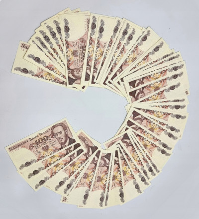 Zestaw 110 banknotów Waryński 100 złotych 1986