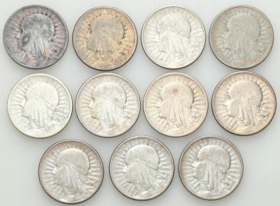2 złote 1932-1934 głowa kobiety - zestaw 11 monet