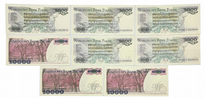 Zestaw 5000 + 10000 złotych 1988 – 8 banknotów