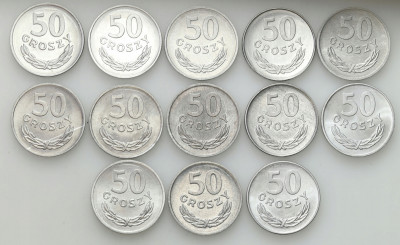 PRL. Aluminium 50 groszy 1970-1977 – 13 szt