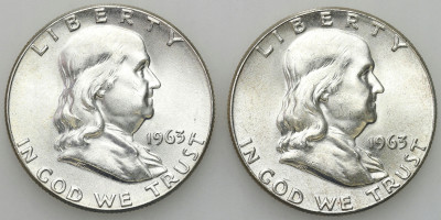 USA 1/2 dolara 1963 Franklin (dzwon) – 2 szt