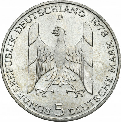 Niemcy. 5 marek 1978 D, Gustav Stresemann – SREBRO