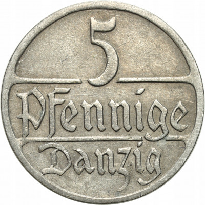 Wolne Miasto Gdańsk 5 fenigów 1928-rzadki rocznik