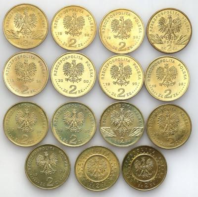 2 złote GN 1997-2000 – PIĘKNE - zestaw 15 szt