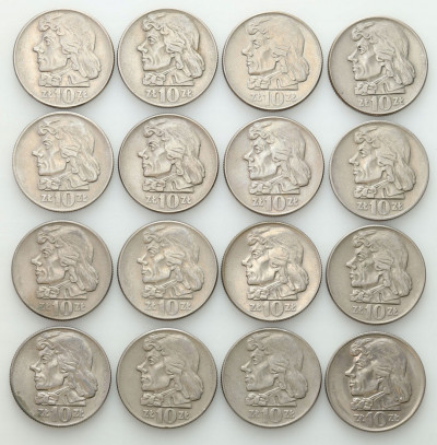 10 złotych 1959-1966 Kościuszko - zestaw 16 monet