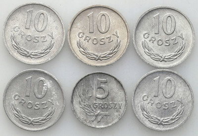 Zestaw 5 groszy + 10 groszy 1970-1976 - 6 szt