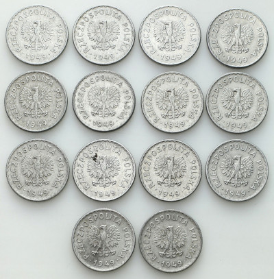 PRL. Aluminium 1 złoty 1949 – 14 szt