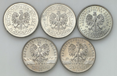 20000 złotych 1993-94 zestaw 5 szt.
