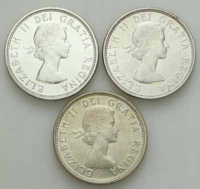 Kanada. Quebec 1 dolar 1964 SREBRO – 3szt