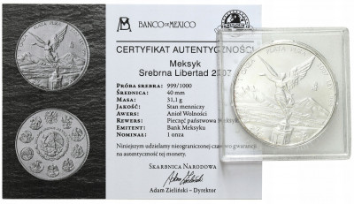 Meksyk 1 onza 2007 SREBRO 1 uncja