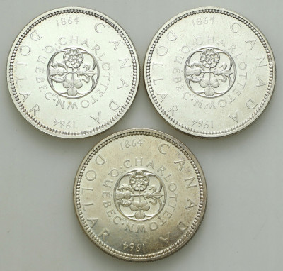 Kanada. Quebec 1 dolar 1964 SREBRO – 3szt