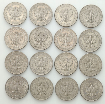 10 złotych 1959-1966 Kościuszko - zestaw 16 monet