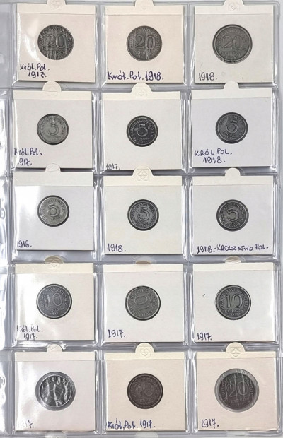 Królestwo Polskie zestaw fenigów 1917-18 - 11 szt